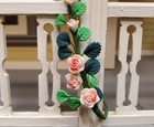 Dollhouse White   Pink Climbing Roses Vine 1 12 Scale Miniature Garden Flowers