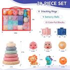24pcs Montessori Toys For Babies Soft Stacking Building Blocks Rings Balls Sets