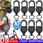 Heavy Duty Retractable Carabiner Car Key Chain Badge Holder Steel Cord Keychain