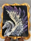 Vintage Unicorn Wall Hanging Picture On Wood Mythical Lacquered 11 X 9