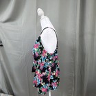 Womens Plus 3xl Floral Tropical Tankini Top Black Pink Blue Green Wide Strap