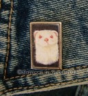 Ferret Albino Art Metal Lapel Pin Brooch Printed From Painting Suzanne Le Good