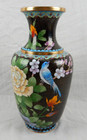 Vintage Chinese Enamel And Brass Cloisonne Blue Bird Vase Quite Large 31cm High