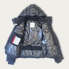 Moncler Kids 12y Hooded Down Ski Jacket Black Trim Logo 17in P2p  21in Length