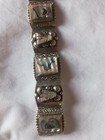 Vintage Taxco Mexico Sterling 925 Abalone Panel Bracelet     53 7g Heavy Silver    