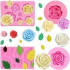 Rose Flower Silicone Chocolate Mold big Roses Flowers Leaf 4pcs Rose Molds