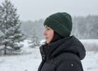 Handmade Double Thickness Knit Hat Brim  Slouch Adult Unisex Beanie  Dark Green