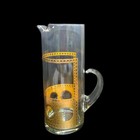 West Virginia Glass Pisa Cocktail Pitcher Gold Mid Century Barware Martini Bar 