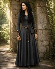 Women s Grey Medieval Long Sleeve Historical Costume Dress Vintage Festival Gown