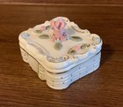 Vintage Dresden Style Porcelain Floral Trinket Keepsake Box - 5  X 4 5  X 3 