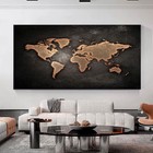 The World Map Retro Canvas Painting Vintage Wall Art Poster Classroom Home Decor