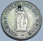 1833 Peru Silver 1 2 Reales Genuine 1800s Hole Antique Peruvian Vf-xf Cuzco Coin