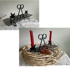 Vintage 70s Black Iron Metal Grate Mcm Mid Century Modern Candle Centerpiece