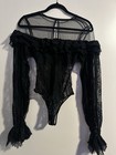House Of Cb Black Lace Sheer Bodysuit Size Small
