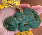 One Of Kind Nz Pounamu Greenstone Nephrite Jade Engraved M  ori Hei Tiki