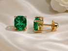 14k Yellow Gold Plated Radiant Cut 2ct Simulated Emerald Women Stunning Earring