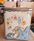 English Tin With Lid  Floral Design