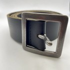 Vintage Dark Brown Leather Pant Belt With Silver Buckle  45 Inches  Size L 