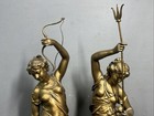 19thc Antique Victorian   Art Nouveau Fishing Lady Goddess Statue Old Sculpture