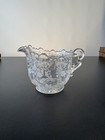 Pair Clear Etched Glass Two Handle Bowls Floral Vintage
