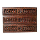3 Rosette Feather Wood Carving Panel 8 07 Antique French Architectural Salvage