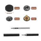 24set Leather Snap Fasteners Kit 15mm Metal Snaps With 3 Setter Tools Black