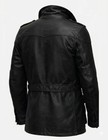 Men s Black Leather Field Jacket Military Safari Utility Coat Genuine Leather