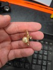 Vintage Gold Tone Swan Brooch Pin Faux Pearl Body Pink Rhinestone Eye Bird