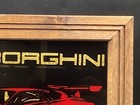 Vintage 1980 s Framed Art - Lamborghini Countach Carnival Glass Glitter Picture