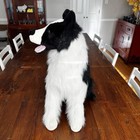 Melissa   Doug 26  Black White Border Collie Sitting Realistic Plush Stuffed Toy