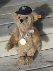 Vintage Steiff Teddy Bear Gold Mohair Ear Button Tag 12  Yankees Hat Medallion