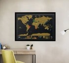 Scratch Off World Map Poster Print Black gold Horizontal Travel Maps Wall Art