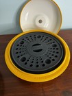 Range Mate Round Microwave Grill Pan With Steamer   Muffin Inserts - Yellow