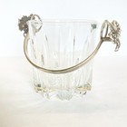 Vintage Cut Lead Crystal Ice Bucket With Silver Metal Grapes leaves Handle italy