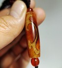 Tibetan Old Antique Real Ruyi Dzi Bead Amulet Genuine Himalayan Prayer Pendant