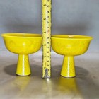 A Pair Of Antique Chinese  chicken-fat Yellow  Stem Cups With Intaglio Carving