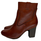 Clarks Stroll Vine Rust Womens Brown Leather Boots Zip Heel Size 6 5 25067008