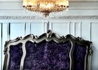 Scroll Queen Wood Headboard W velvet Fabric Inserts