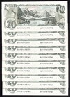 Canada 1979  20 Twenty Dollar Banknotes Crow - Bouey 10 Consecutive Unc Notes