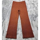 Vintage 70s Mirbella Knits Pants Womens L Brown Rust Metallic Pull On Wide Leg