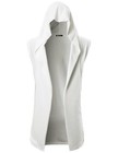 Mens Sleeveless Ruffle Shawl Collar Cardigan Lightweight Long Hooded Vest Swe   