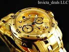Invicta Men s 48mm Pro Diver Scuba Chronograph Gold Dial 18k Gold Plated Watch