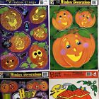 90s Window Clings Halloween Vtg Lot Of 6 Decor Ghost Witch Cat Devil Pumpkin Bat