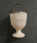 19th Century Swing Handle Alabaster Sugar Basket Sterling Silver 1805