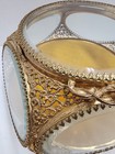 Vintage Ormolu 5 Sided Jewelry Casket Beveled Glass Trinket Box