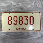 1970   s 1980   s Ohio License Plate - 89830  red On White 