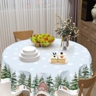 Tablecloth Round 60 Inch Merry Christmas Snowflakes Decoration Blue Winter