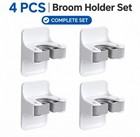 4-pack Broom Mop Holder Wall Mount Self Adhesive Gripper Rack For Home Garage