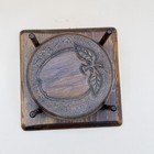 Vintage Mcm Carved Wooden Fruit Coaster Set Of 6 W  Holder Round Drink Coasters