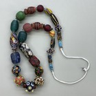 Genuine Ancient Roman Mosaic Gabri Glass   Coral   Gold Beads Necklace